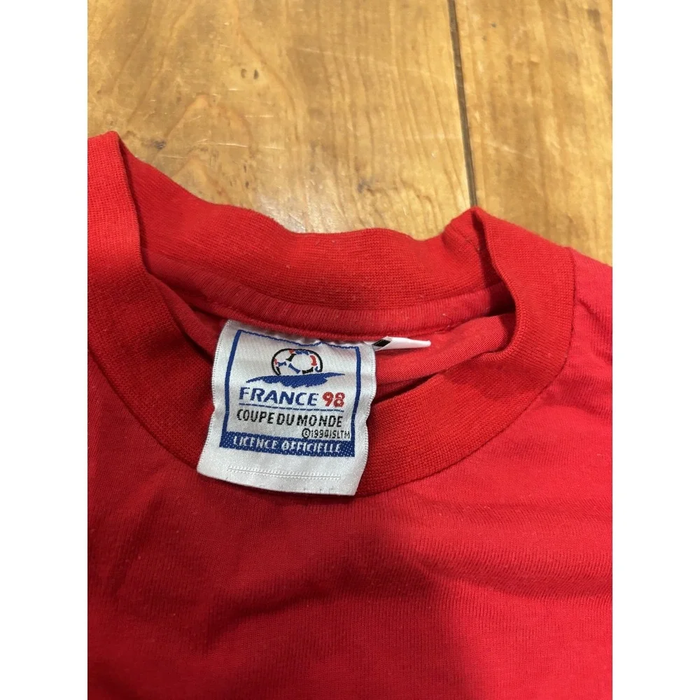 Vintage France 98 World Cup Official Licensed Red T-Shirt Small England Badge